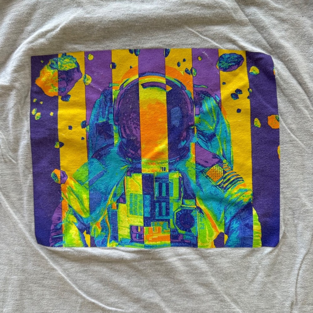 NASA Graphic Tshirt Size Small Gray Astronaut Space Print Back Logo